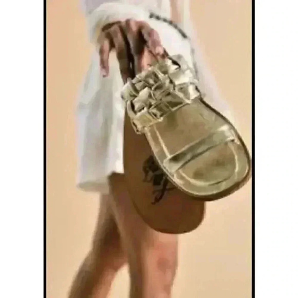 Free People Woven River Slip-On Sandals Size 38 Gold Color - Picture 3 of 6